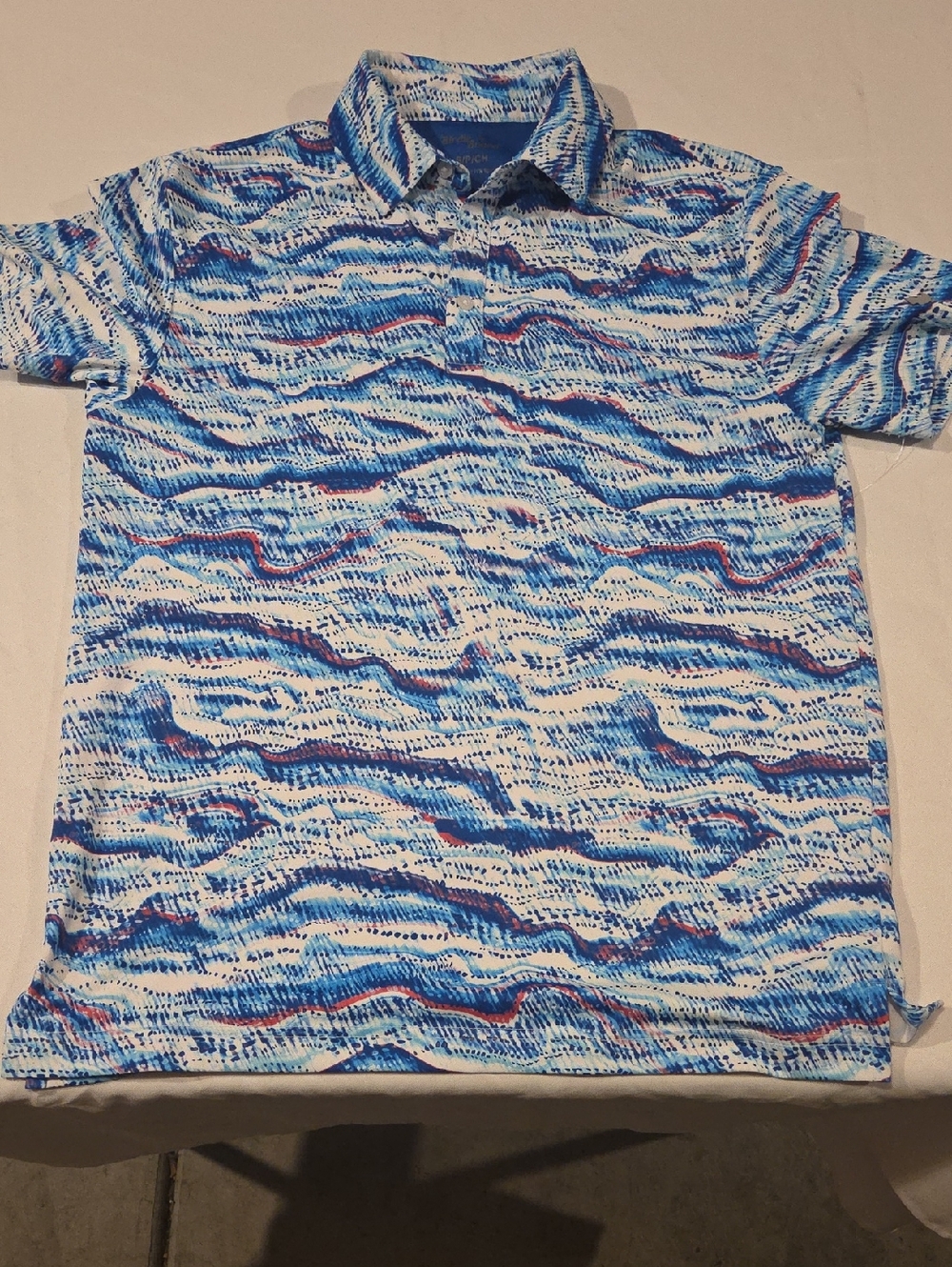 Birdies Blue & White Abstract Sporty Swim Top
